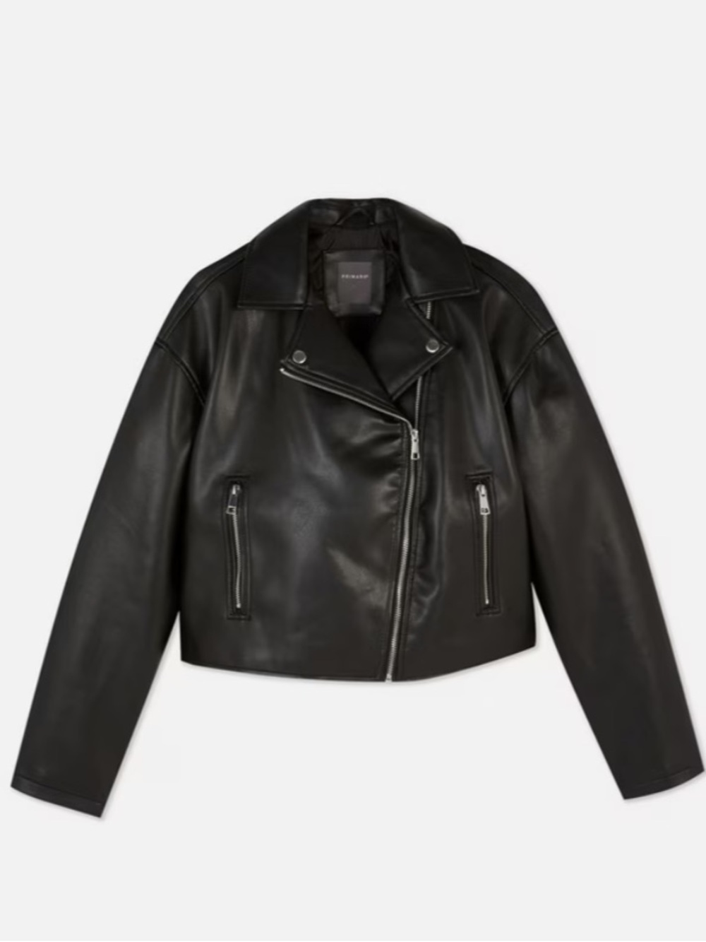 Primark Black Faux Leather Asymmetric Biker Jacket - Women